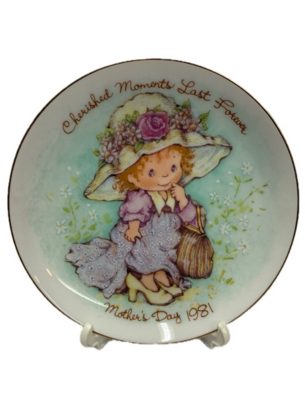 Vintage Avon 1981 Mother’s Day Plate Cherished Moments 22K Gold Japan NIB